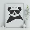 Cute Panda in Sunglasses Pose A cute panda bear wearing trendy sunglasses in a playful pose.