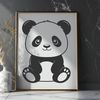 Relaxed Panda Silhouette Art A digital illustration of a black and white giant panda in a relaxed pose.
