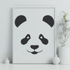 Panda Silhouette in Black and White A black and white illustration of a giant panda bear sitting on a tree stump.