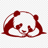 Adorable Panda in Nature A realistic illustration of a sleeping Asian giant panda in its natural habitat.