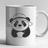 Cute Black and White Panda in a Hat A black and white panda wearing a hat, illustrated in vector style.