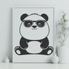 Playful Panda in Shades A black and white panda bear wearing trendy sunglasses in a playful pose.