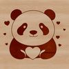 Cute Panda Love Icon A cute panda bear surrounded by love hearts in a vector illustration format.