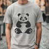 Wildlife Panda SVG File Download A black and white illustration of a panda in a natural habitat, suitable for vector design or cutting machine projects.