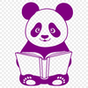 Panda Reading on a Tree Stump A simple illustration of a panda sitting on a tree stump, reading a book.