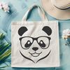 Cuddly Panda Silhouette Illustrated panda wearing glasses, a playful animal design.