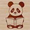 Panda Reading Illustration A cute cartoon illustration of a wild animal, a panda, sitting on its haunches reading a book.