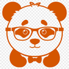 Adorable Panda Silhouette A cartoon illustration of a panda wearing glasses, created as a vector graphic.