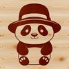 Playful Panda in a Charming Hat A cute Asian black and white bear wearing a hat in a playful pose.