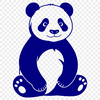 Cute Sitting Panda SVG Design A black and white illustration of a panda sitting on its haunches.