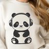 Cuddly Panda in Headphones SVG A vector illustration of a cuddly giant panda wearing headphones.
