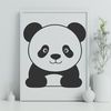 Wild China Mammal Illustration A black and white illustration of a wild animal native to China.
