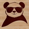 Whimsical Panda Silhouette with Shades A black-and-white illustration of a panda wearing sunglasses, suitable for vector graphics and design projects.