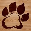 A detailed illustration of an animal paw print with individual toes clearly defined.