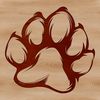 Vector illustration of an animal paw print with detailed lines and shapes.