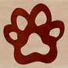 A graphic representation of a single animal paw print in vector format.