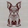 Ornate Pooch Portrait A sitting Boston Terrier breed dog with ornate features.