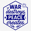 Anti-war quote vector graphic with inspirational message on peace and unity.