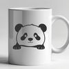 Cute Panda Peeking from Bamboo A black and white illustration of a panda peeking out from behind bamboo stalks.