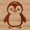 Cute Penguin Line Art Design A simple line drawing illustration of a cute penguin in a playful pose.