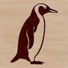 A close-up illustration of a penguin's feathers and beak, set against a white background.