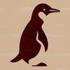 Penguin Silhouette on the Beach A simple line drawing of a penguin standing on the beach.