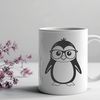 Penguin Silhouette with Specs A stylized digital illustration of a penguin wearing glasses, created as a vector graphic.