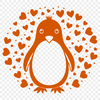 Penguin in Love A simple illustration of a penguin standing on one foot, surrounded by love hearts.
