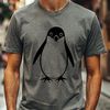 Cute Black and White Penguin Silhouette A black and white penguin standing on snow, designed as vector art.