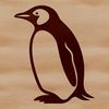Stylized Penguin Illustration in Black and White A simple line drawing of a penguin in its natural habitat, suitable for commercial or personal use as clip art.