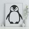 Black Silhouette Penguin Illustration A simple line drawing of a single penguin in black silhouette on a white background.