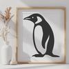 Antarctic Wildlife Emblem A simple line drawing of a penguin standing on ice.