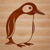 An illustrated penguin bird in black and white vector format.