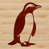 Cute Standing Penguin Illustration A black and white illustration of a penguin in a standing position, with distinctive feathers and flippers.