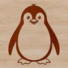 A black and white illustration of a penguin standing on ice, designed as a digital vector graphic.