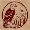 A large bird of prey perched on a branch, depicted in vector art style.