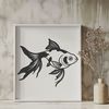 Beautiful Goldfish Vector Illustration A small goldfish swimming in water, depicted as a simple vector illustration.