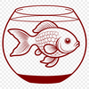 Goldfish in a Fishbowl Vector Art A simple illustration of a goldfish in a fish bowl, suitable for design projects.