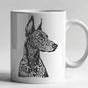 Stunning Breed Portrait of a Doberman Pinscher A medium-sized Doberman Pinscher with an ornate head and facial features.