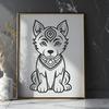 Artistic Sitting Husky Printable Artwork