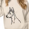 An illustration of a Doberman Pinscher breed in a basic line art style, ideal for use as clip art or stencil designs.