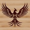 Mythical Bird Rises from the Ashes A mythical creature with radiant plumage and outstretched wings, created in vector art format.