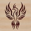 Ancient Symbolism Illustration A simple line drawing of the mythical Phoenix bird in mid-rise, symbolizing rebirth.