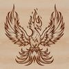 Elegant Phoenix Design A stylized illustration of a mythical phoenix with flames and feathers.