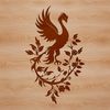 Vector illustration of a fiery phoenix emerging from ashes. A fiery mythical creature rises from the ashes in this vector illustration.