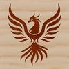 A stylized illustration of a mythical phoenix in flight, depicted as a vector graphic.