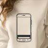 A 2D representation of a modern mobile phone with a sleek design.