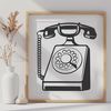 A simple telephone icon made from vector shapes, suitable for digital designs.