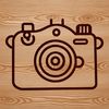 Camera Line Art A simple line drawing of a camera with bold lines and clean shapes, suitable for vector art designs.
