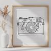 A stylized illustration of a digital camera with various elements that can be customized using vector graphics software.